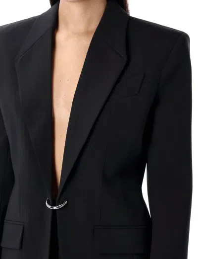 Mugler Black Pierced Tailored Blazer In Black