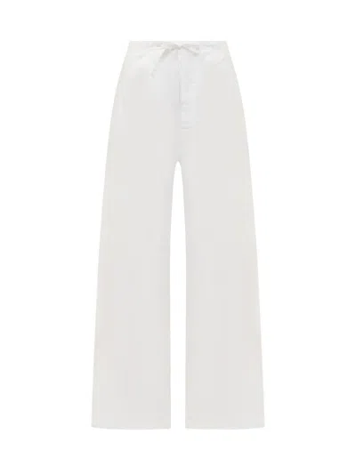 Darkpark Cotton Trousers With Drawstring And Wide Leg In 0001