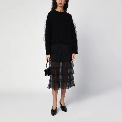 Shop Valentino Black Jumper With Ruffles