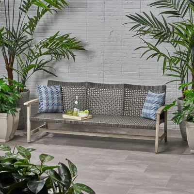 Streamdale Furniture Streamdale Hampton Wood + Wicker 3 Seater