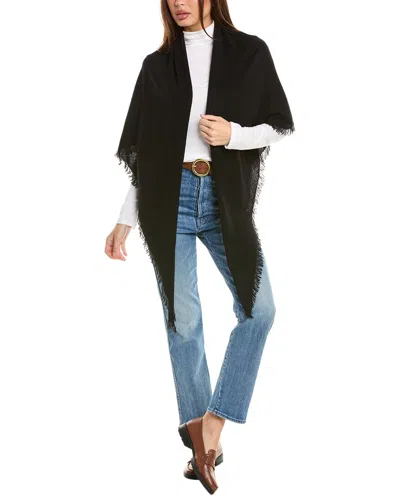 Forte Cashmere Fringe Cashmere Triangle Wrap In Black