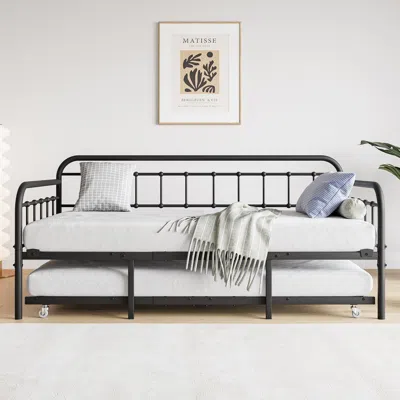 Streamdale Furniture Streamdale Twin Size Metal Daybed Frame With Trundle