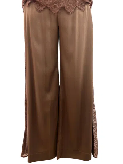 Max & Moi Women's Brya Silk & Lace Trousers In Cocoa In Brown