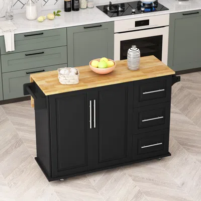 Streamdale Furniture Streamdale Kitchen Island Cart With 2 Door Cabinet And Three Drawers