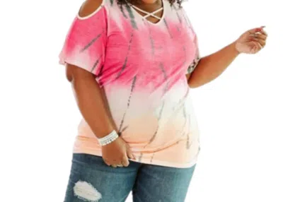 Glitzy Girlz Boutique Crazy Love Tie Dye Top - Plus In Pink In Pink