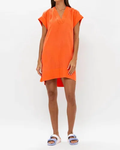 Oliphant V-neck Roll Sleeve Mini Dress In Bahama Orange In Multi