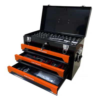 Streamdale Furniture Streamdale 3 Drawers Tool Box With Tool Set-orange