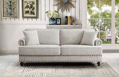 Streamdale Furniture Streamdale Chenille Modern Upholstered Sofas 2 Seater Couches With Nails