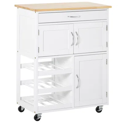 Streamdale Furniture Streamdale Bar Cart Rolling Kitchen Island On Wheels With Wine Rack