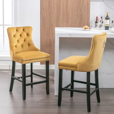 Streamdale Furniture Streamdale Handcrafted Velvet Barstools With Supportive Backrest