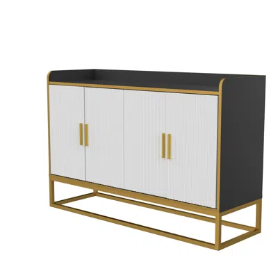 Streamdale Furniture Streamdale Modern Kitchen Buffet Storage Cabinet Cupboard Gloss With Metal
