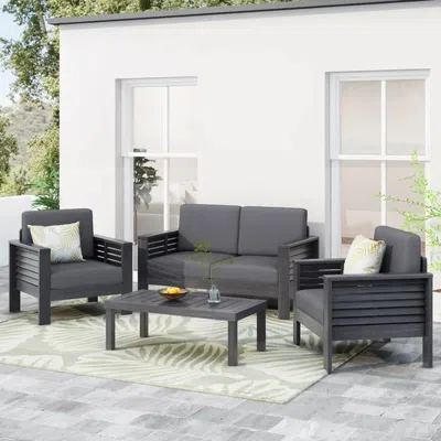 Shop Streamdale Furniture Streamdale Acacia Wood Outdoor Loveseat And Coffee Table Set With Cushions