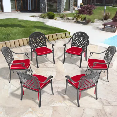 Streamdale Furniture Streamdale Black Aluminum Armchair With Cushions 35.83" H X 25.6" W X 24.41" D