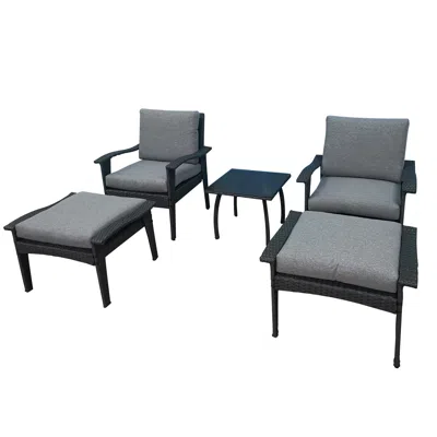 Streamdale Furniture Streamdale Patio Furniture Outdoor Chair And Ottoman 5 Pieces Rattan Seating