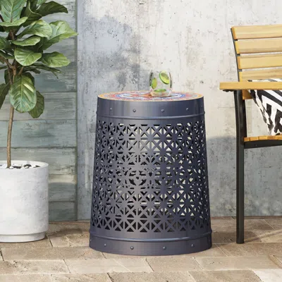 Streamdale Furniture Streamdale Minimalist Mosaic Accent Table With Lace Cut Frame