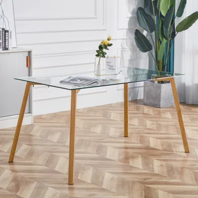 Streamdale Furniture Streamdale Modern Glass Dining Table With Metal Legs