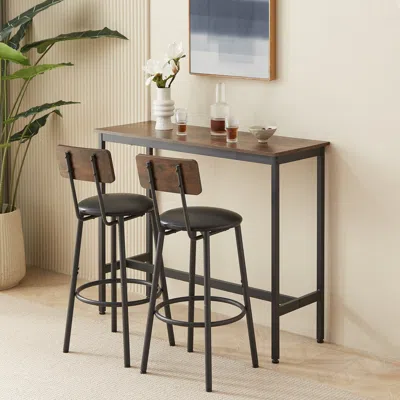 Streamdale Furniture Streamdale Rustic Brown Bar Table Set With 2 Stools
