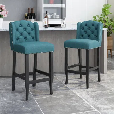 Streamdale Furniture Streamdale Vienna Contemporary Fabric Tufted Wingback 31 Inch Counter Stools