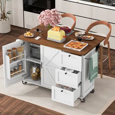 Streamdale Furniture Streamdale 54.5" Farmhouse Kitchen Island With Power Outlet