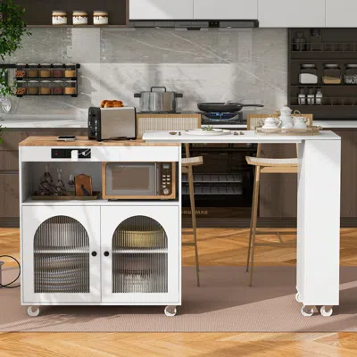 Streamdale Furniture Streamdale Portable Kitchen Island With Led Lights & Storage