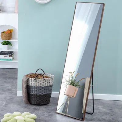 Streamdale Furniture Streamdale 4th Generation Packaging Upgrade Brown Solid Wood Frame Full Body Mirror
