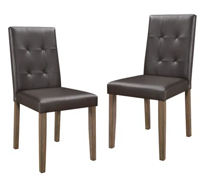 Streamdale Furniture Streamdale Side Chairs 2 Piece Set Walnut Brown Finish Wood Frame Faux Leather