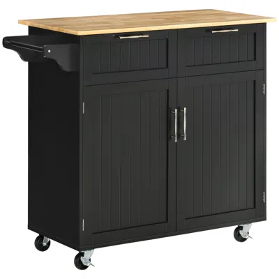 Streamdale Furniture Streamdale Modern Rolling Kitchen Island With Rubberwood Top