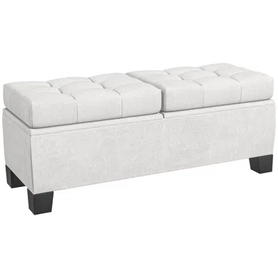 Streamdale Furniture Streamdale Cream Upholstered Storage Ottoman Bench