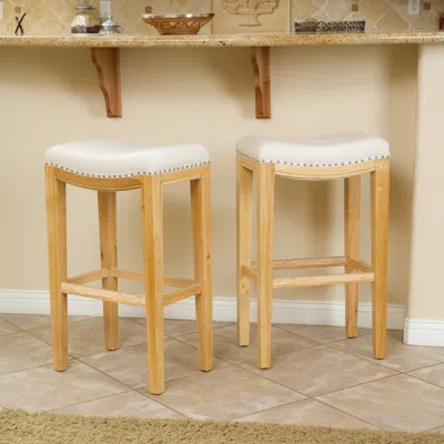 Streamdale Furniture Streamdale Sleek Saddle Barstools With Studded Accents And H-frame Base