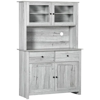 Streamdale Furniture Streamdale 63" Ash Grey Kitchen Buffet With Hutch
