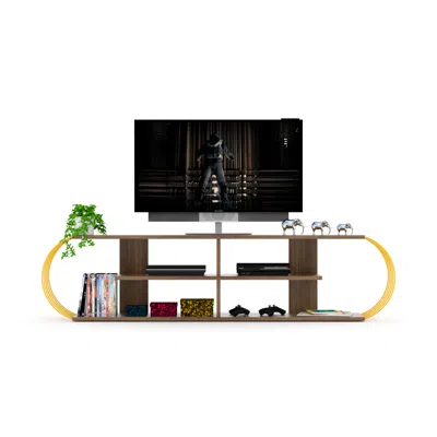 Streamdale Furniture Streamdale Store Mid Century Modern Tv Stand 4 Shelves Open Storage