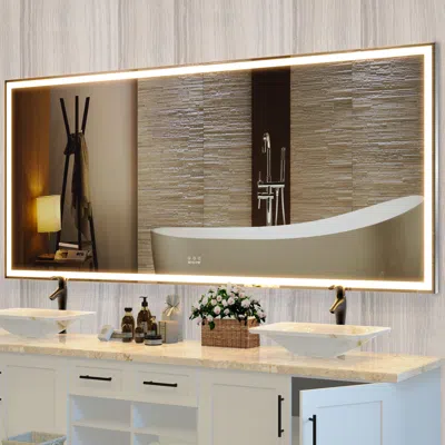 Streamdale Furniture Streamdale Oversized Led Bathroom Mirror With 3 Color Modes