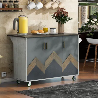 Streamdale Furniture Streamdale Farmhouse Rolling Kitchen Island With Storage Rack