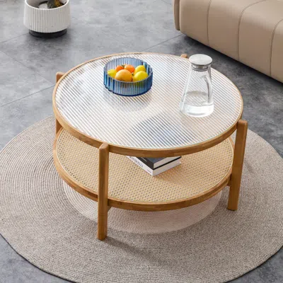 Streamdale Furniture Streamdale Modern Double-layer Solid Wood Tea Table