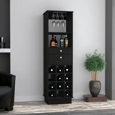 Streamdale Furniture Streamdale Pierpont 12-bottle 2-drawer 1-shelf Bar Cabinet Black Wengue