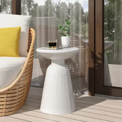 Streamdale Furniture Streamdale Modern Outdoor End Table Stylish And Durable Circular Pedestal Design