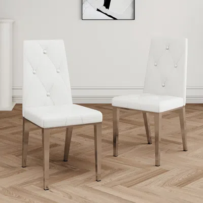 Streamdale Furniture Streamdale Luxury White Dining Chair Set Of 2