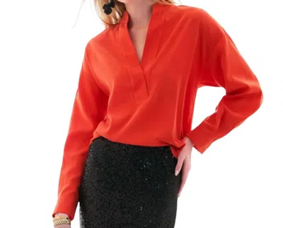 Finley Elsa Washed Cupro Top In Flame In Red