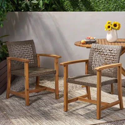 Streamdale Furniture Streamdale Hampton Wood And Wicker Dining Chair(set Of 2)