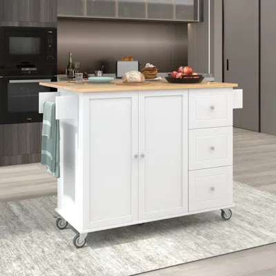 Streamdale Furniture Streamdale Rolling Mobile Kitchen Island With Solid Wood Top & Locking Wheels
