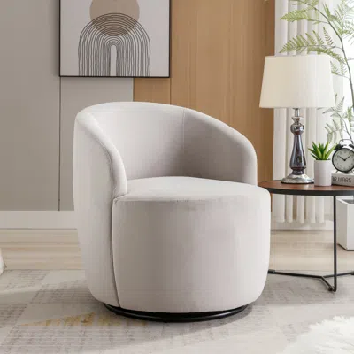 Streamdale Furniture Streamdale Velvet Fabric Swivel Accent Armchair Barrel Chair With Powder