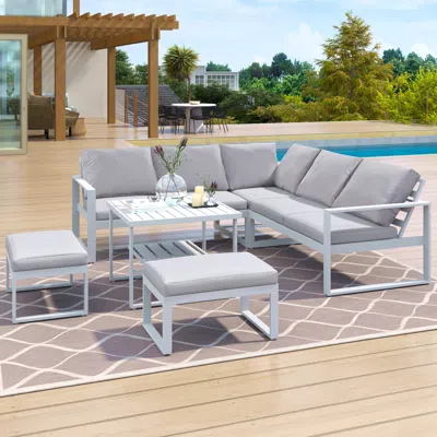 Streamdale Furniture Streamdale Industrial Style Outdoor Sofa Combination Set With 2 Love Sofa