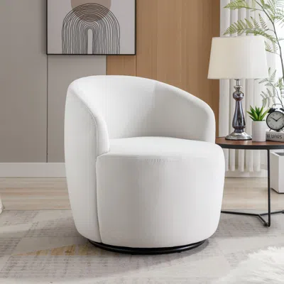 Streamdale Furniture Streamdale Velvet Fabric Swivel Accent Armchair Barrel Chair With Powder