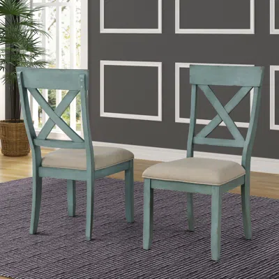 Streamdale Furniture Streamdale Wood Cross Back Upholstered Dining Chairs