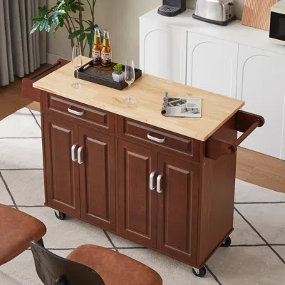 Streamdale Furniture Streamdale Mobile Kitchen Island Cart With 2 Drawers