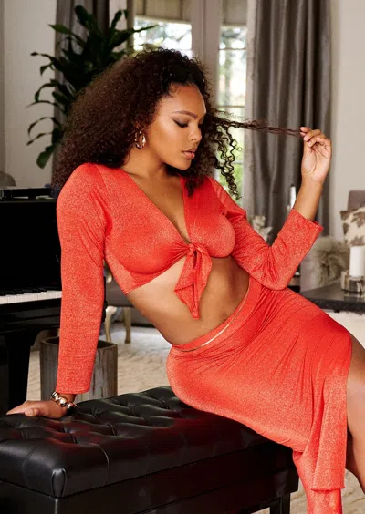 Jmp The Label Verona Top - Blaze Lurex In Orange