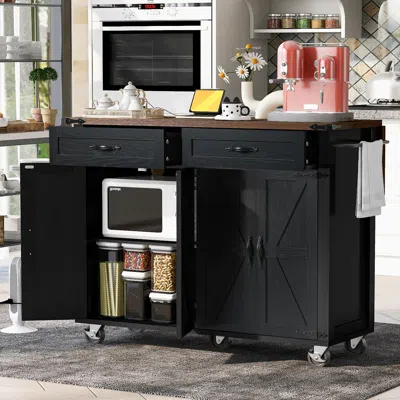 Streamdale Furniture Streamdale 53.5" Farmhouse Kitchen Island With Power Outlet