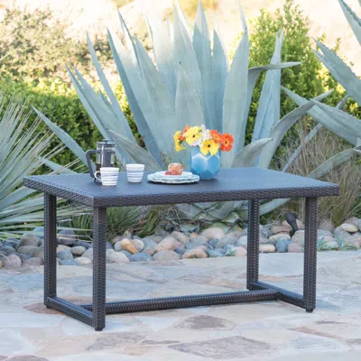 Streamdale Furniture Streamdale Durable All-weather Rattan Dining Table For Outdoor Spaces