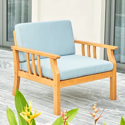 Streamdale Furniture Streamdale Kapalua Honey Nautical Curve Eucalyptus Wooden Outdoor Sofa Chair