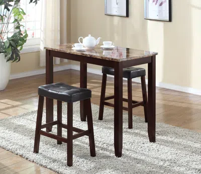 Streamdale Furniture Streamdale 3-piece Counter Height Glossy Print Marble Breakfast Table With Stools